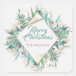 Merry Belly jul Glad helg Diamond Ram Fyrkantigt Klistermärke