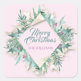 Merry Belly jul Glad helg Diamond Rosa Fyrkantigt Klistermärke