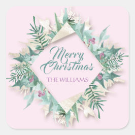 Merry Belly jul Glad helg Diamond Rosa Fyrkantigt Klistermärke