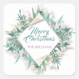 Merry Belly jul Glad helg Diamond White Fyrkantigt Klistermärke