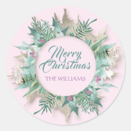 Merry Belly jul Glad helg Mint Teal Runt Klistermärke