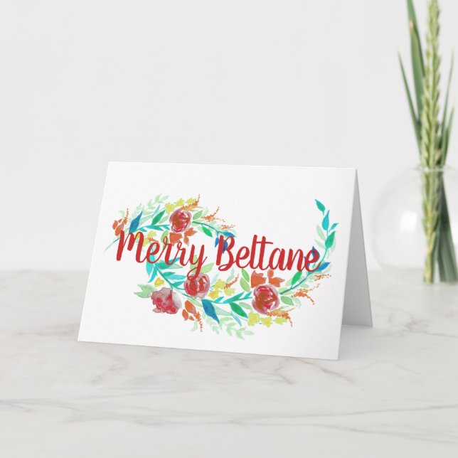 Merry Beltane Bright Summer Flowers Wicca Sabbat Helgkort (Framsida)