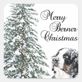 Merry Berner jul Fyrkantigt Klistermärke