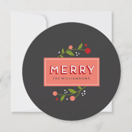 Merry Berries Blommigt Ornament Helgdag Card Julkort