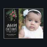 Merry Berry Collection Helg Vykort<br><div class="desc">Modern helgdag-kort med hand plockade blad och vinbär.</div>