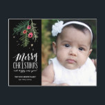 Merry Berry Collection Helg Vykort<br><div class="desc">Modern helgdag-kort med hand plockade blad och vinbär.</div>