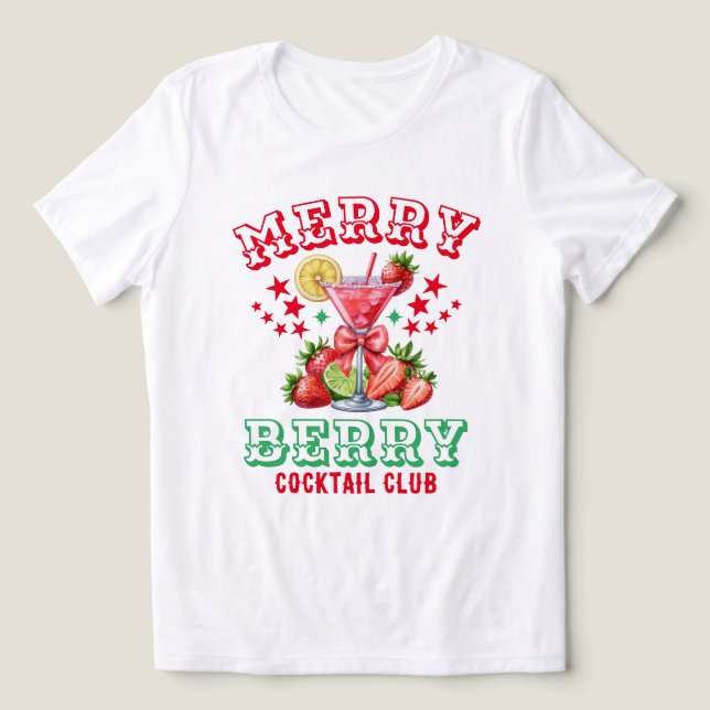 Merry Berry Jul Strawberry Cocktail Klubb T Shirt (Design Framsida)
