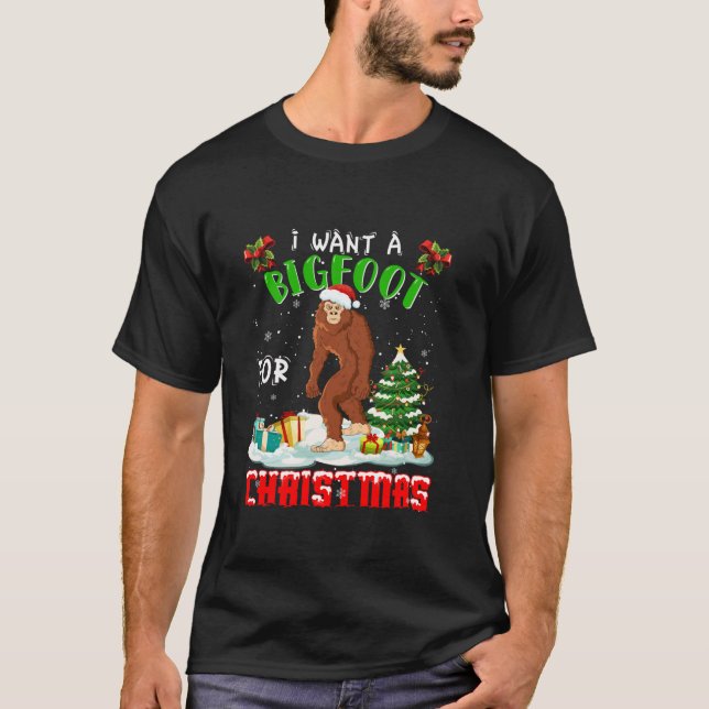 Merry Bigfoot jul jul Pajama Ugly Santa Santa Sant T Shirt (Framsida)