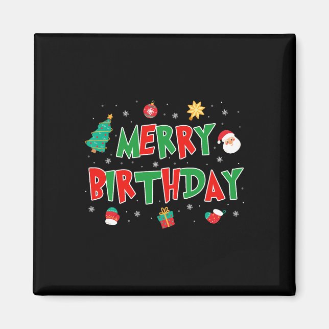 Merry Birthday God jul Grattis på födelsedagen Jul Magnet (Framsidan)