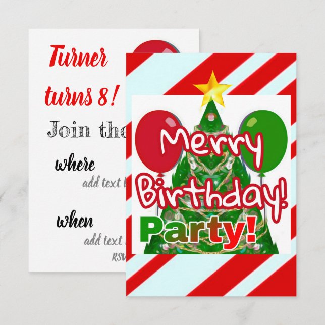 Merry Birthday Inbjudningar (Fram/baksida)