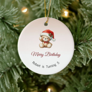 Merry Birthday Ornament, julklapp på födelsedagen Julgransprydnad Keramik