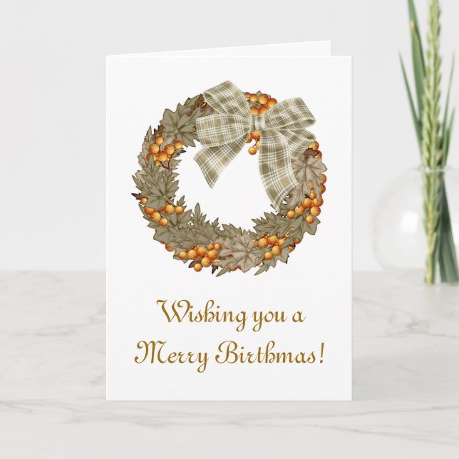 Merry Birthmas Birthday jul kombinerad Helgkort (Framsida)