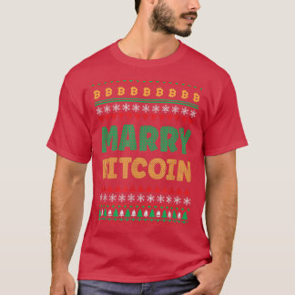 Merry Bitcoin Ugly Christmas Snowflake Tree Design T Shirt