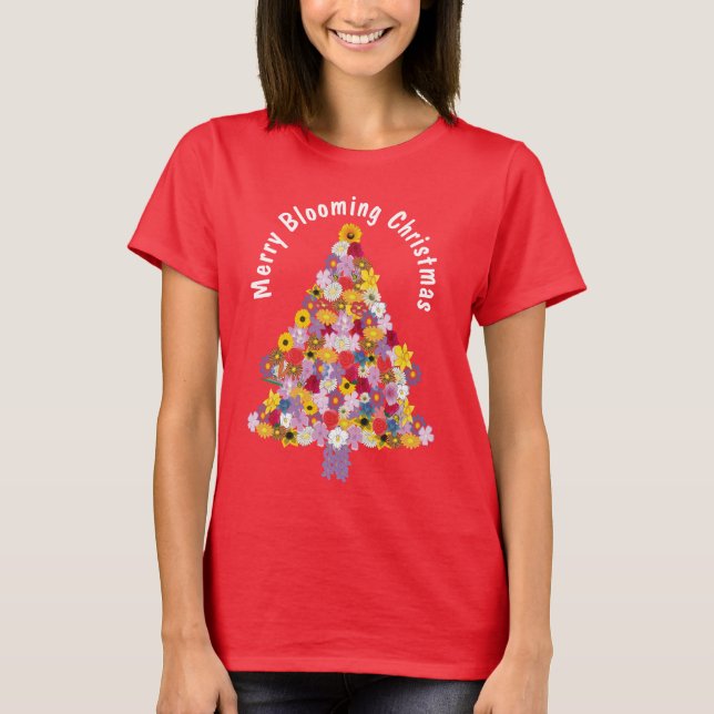 Merry Blooming Julgran T-Shirt (Framsida)