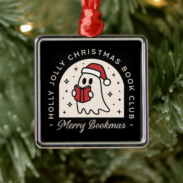 Merry bokmas, bok älskare, helgsvart julgransprydnad metall (Träd)