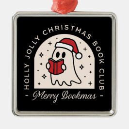 Merry bokmas, bok älskare, helgsvart julgransprydnad metall