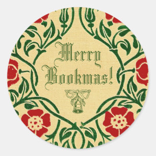 Merry Bookmas (art nouveau) Runt Klistermärke