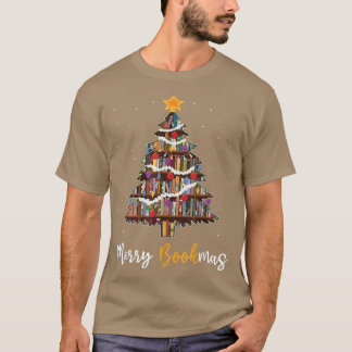 Merry Bookmas Bok Julgran Librarian Funny T Shirt