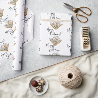 Merry Bookmas Bok med blommor Presentpapper