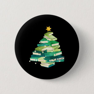 Merry Bookmas Bokar Gräs Träd Roligt Reading Älska Knapp