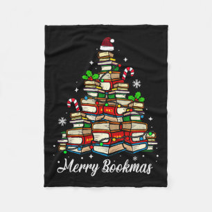 Merry Bookmas Bokar Julgran Bok Älskare Sant Fleecefilt