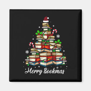 Merry Bookmas Bokar Julgran Bok Älskare Sant Magnet