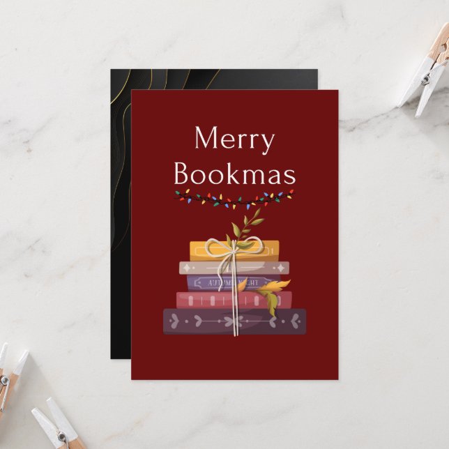 Merry Bookmas - Bokarna Jul Inbjudningar (Fram/Back In Situ)