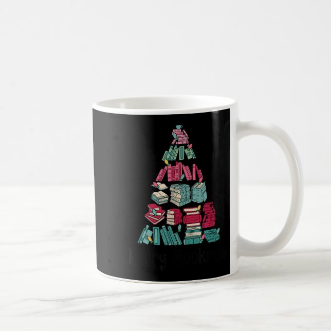 Merry Bookmas Books Ne Tree Funny Reading Lover Ch Kaffemugg (Höger)