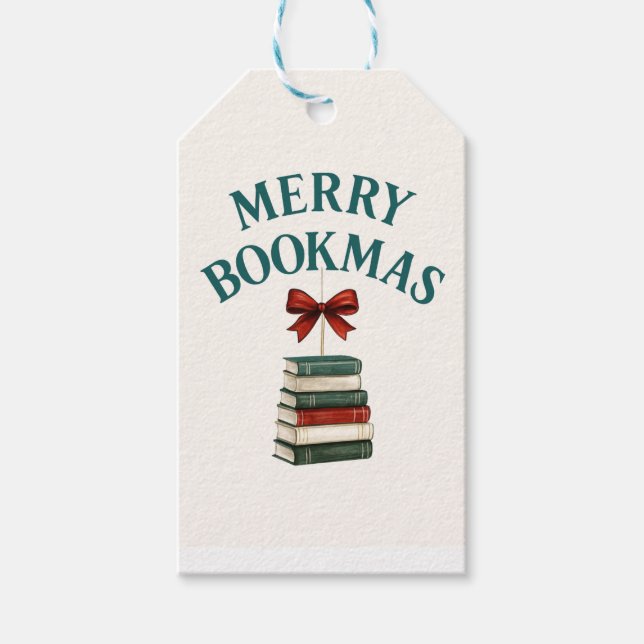 Merry Bookmas Christmas Vintage  Presentetikett (Framsidan)