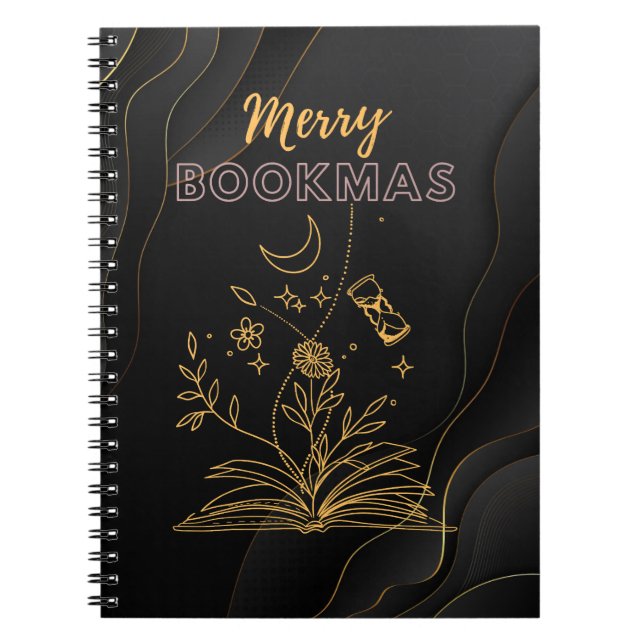Merry Bookmas - jul Bok Älskare Anteckningsbok (Framsidan)