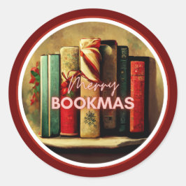 Merry Bookmas, skolbibliotekariens jul Runt Klistermärke