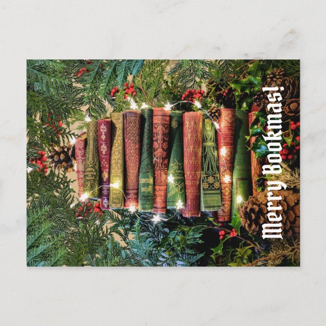 Merry Bookmas Vykort (Framsida)