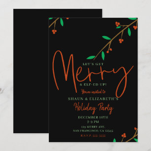 Merry Botanical Black Berry Gren Julfest Inbjudningar