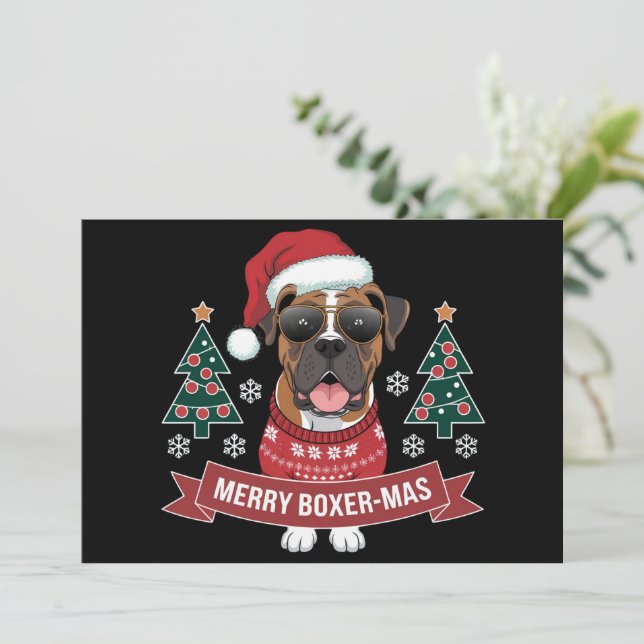 Merry Boxer-mas Cute Boxer Hund älskare jul Julkort (Stående Fram)
