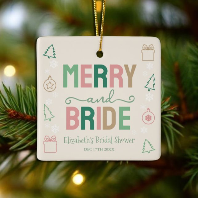 Merry & Bride Christmas Bridal Shower Julgransprydnad Keramik (Skapare uppladdad)