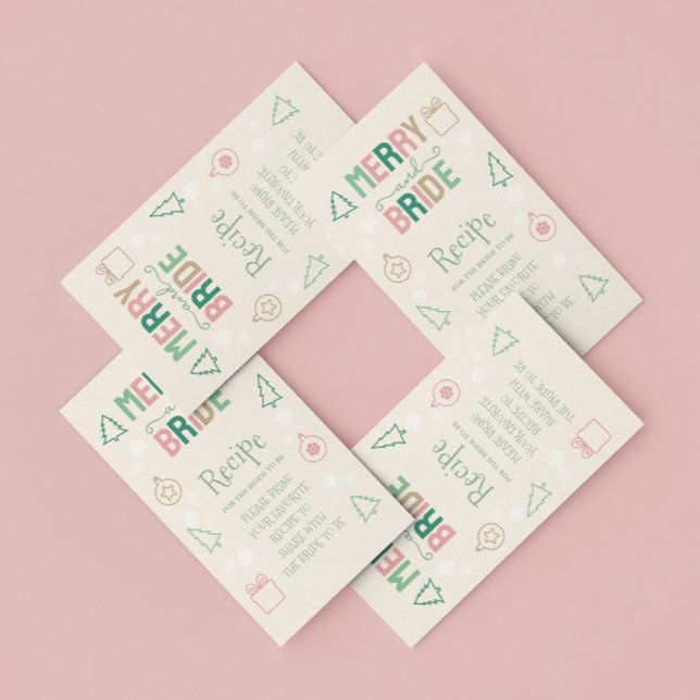 Merry & Bride Christmas Bridal Shower Recipe Tilläggskort (Skapare uppladdad)