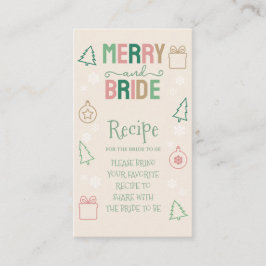 Merry & Bride Christmas Bridal Shower Recipe Tilläggskort