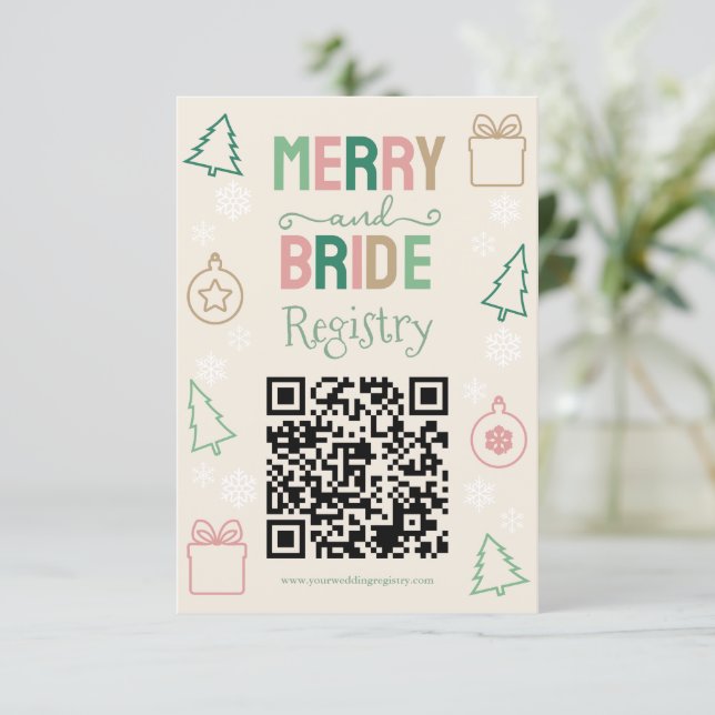 Merry & Bride Christmas Bridal Shower Registry Tilläggskort (Stående Fram)