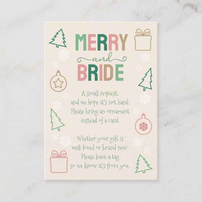 Merry & Bride Ta Med En Julgransprydnad Bröllopsdu Tilläggskort (Framsida)