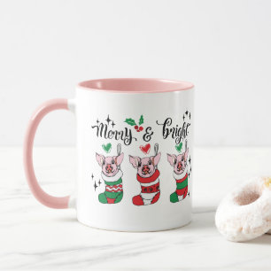 Merry Bright add monogram gris jul Mugg