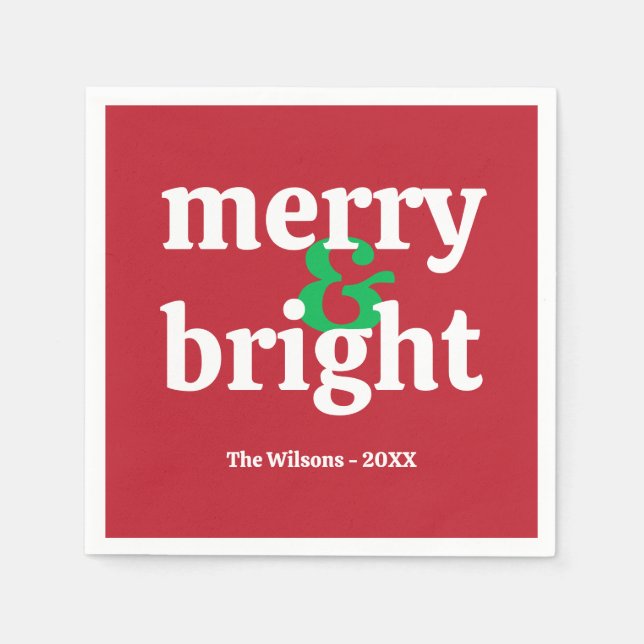 "Merry & Bright" Anpassad jul-Pappersservett Pappersservett (Framsidan)