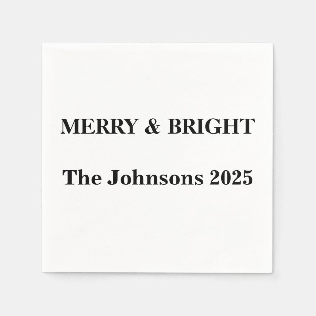 Merry & Bright Anpassningsbar Napkins - jul 2025 Pappersservett (Framsidan)