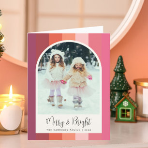 Merry Bright Arch Photo Rosa jul Helgkort