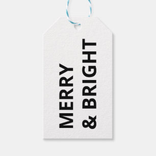 Merry & Bright Black and White Presentetikett