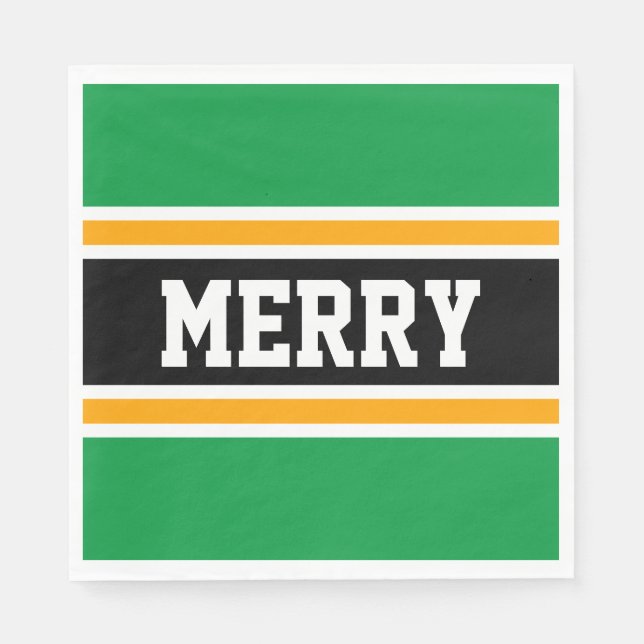 MERRY Bright Black Gult Festive Rand Pappersservett (Framsidan)