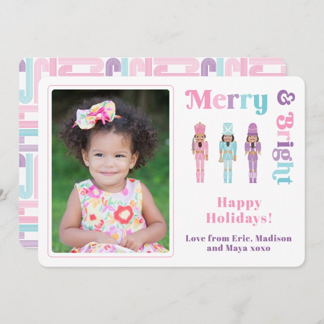 Merry & Bright Black Nutcracker God jul Julkort (Fram/baksida)