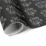Merry Bright Black White jul Presentpapper<br><div class="desc">Könsnyttigt och ljust svart och vit kalligrafi julklapp som täcker papper helgdag. Söt och modern.</div>