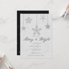 Merry Bright Black White Rhinestone Chic jul Inbjudningar