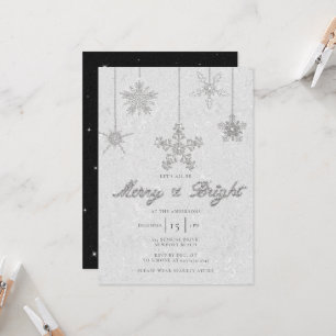 Merry Bright Black White Rhinestone Chic jul Inbjudningar