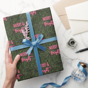 Merry & Bright Boxwood Rosa Neon Underteckna jul Presentpapper
